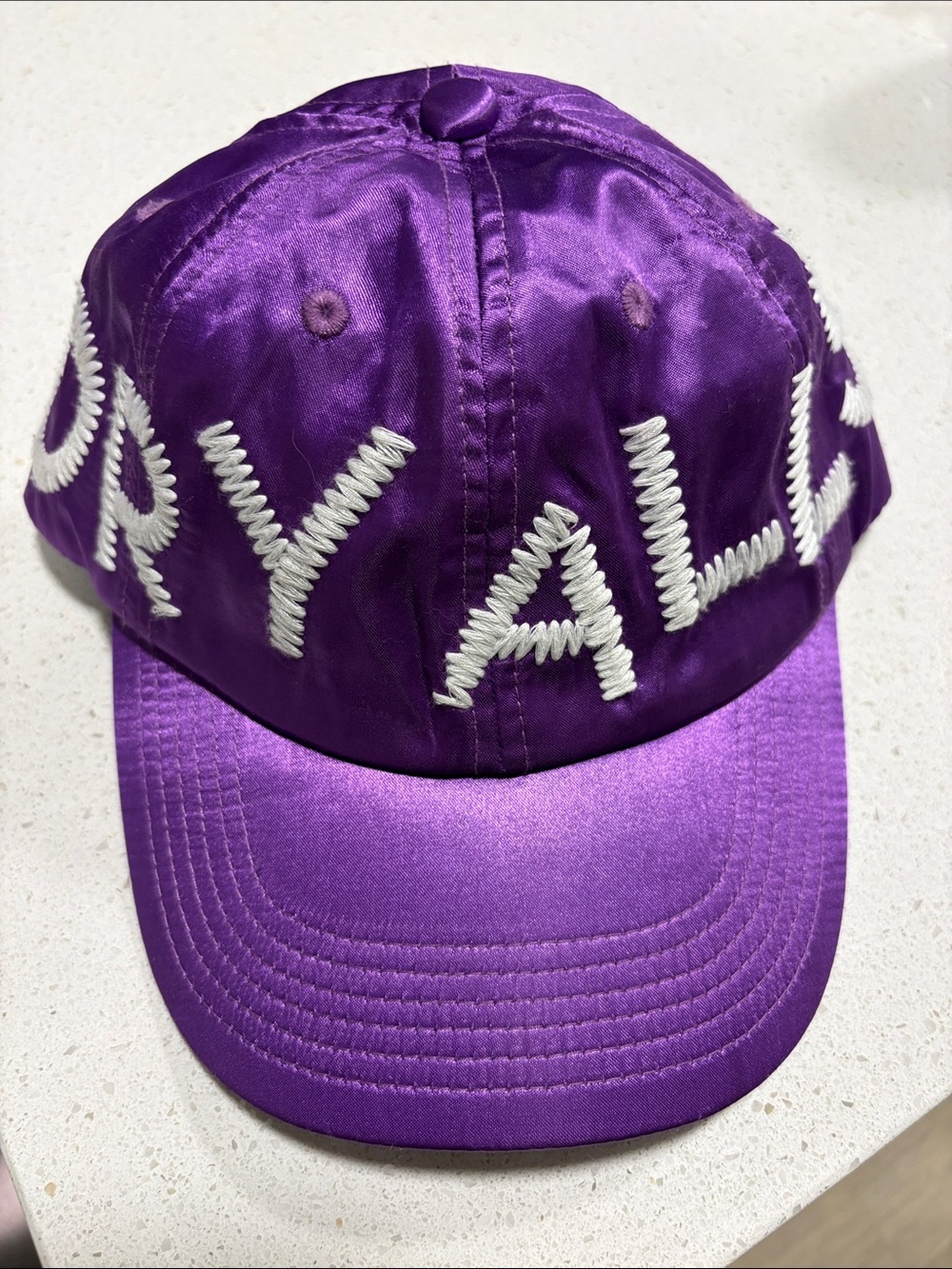 Human Made Purple Satin Cap with White Rope Lettering - Kids Toys